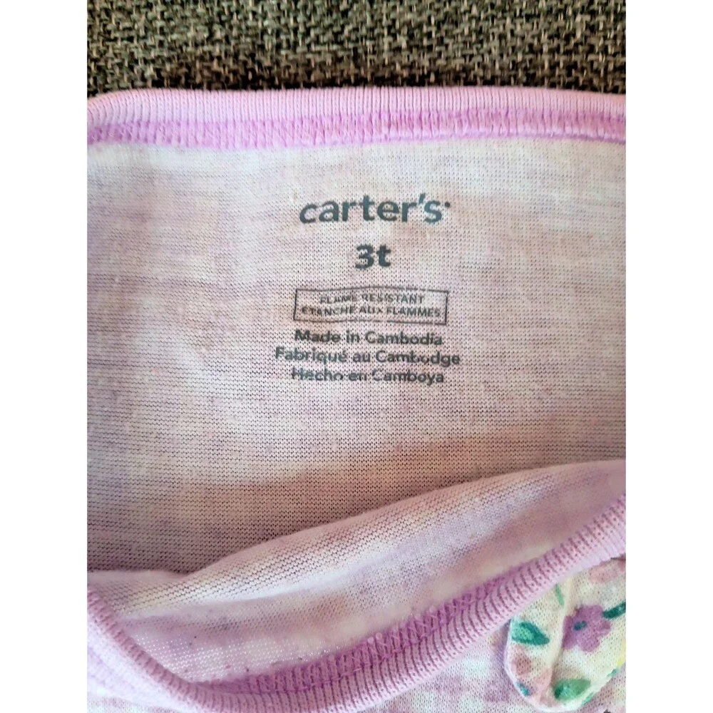Pajamas 3T Carters Girls 2 piece purple white gingham sleeveless shirt shorts